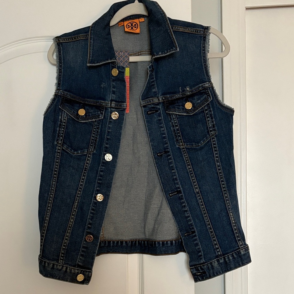 Tory Burch Dark Blue Denim Vest